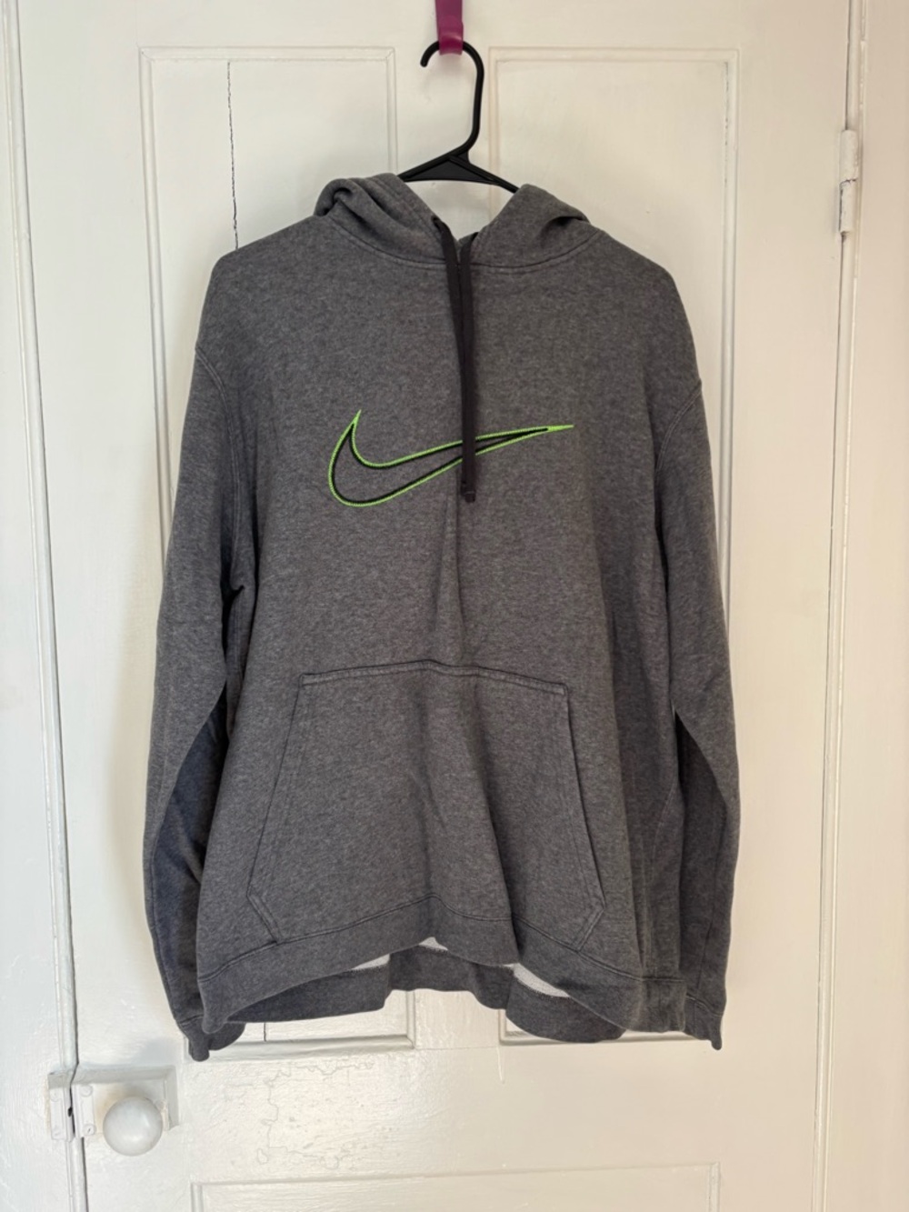 Nike Gray Hoodie with Lime Green Swoosh